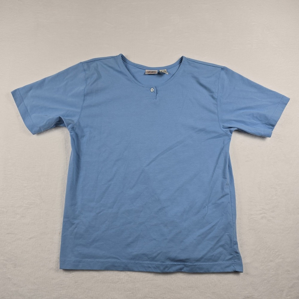Sport Carriage Court Womens Blue Henley Short Sleeve T-Shirt Large 0009